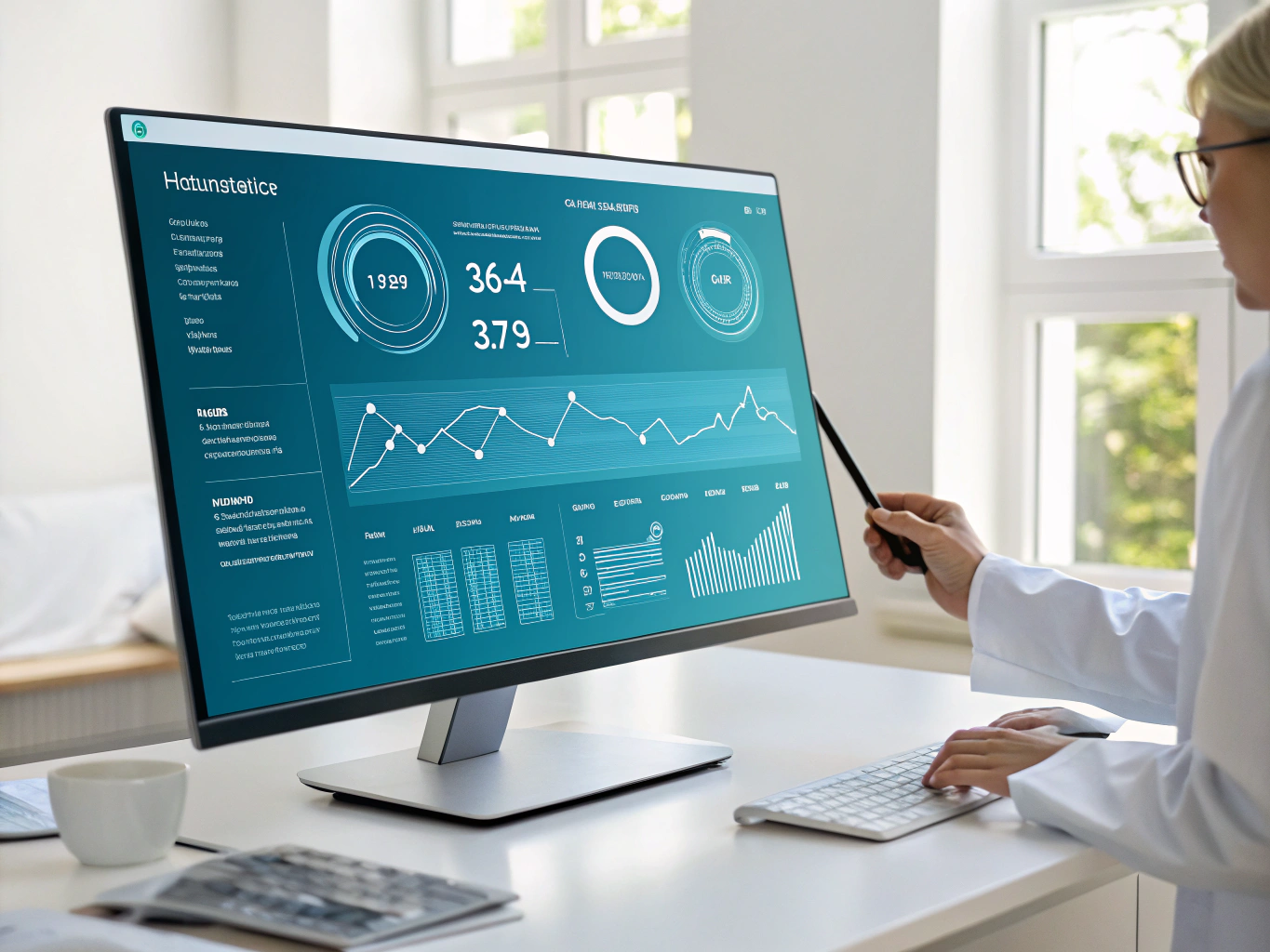 Professional medical dashboard showing prescription tracking and patient adherence metrics